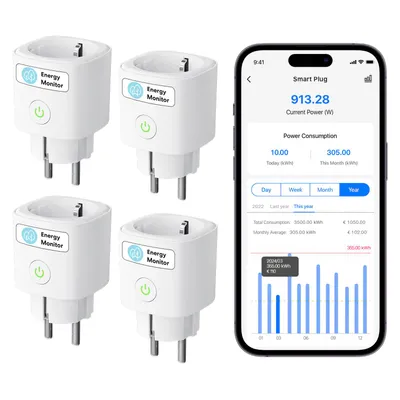 Produktbild von Meross Matter WLAN Steckdose mit Zeitschaltuhr (4x Stück)