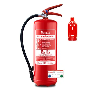 Produktbild von FireLoq 6L fluorfrei Schaum Feuerlöscher für Brandklasse AB mit 27A | 144B ergibt 9LE Dauerdruck inkl. Prüfnachweis,Wandhalter und Manometer