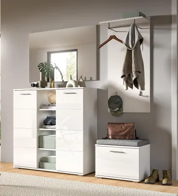 Produktbild von Prego Garderobenmöbel Set 4 Teile Hochglanz weiß, weiß.