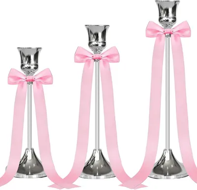 Produktbild von Kerzenhalter 3er-Set, silber, 22, 19, 16 cm, Metall, für Geburtstag