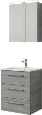 Produktbild von Pelipal Badmöbel-Set Sunline 121 BxHxT 61 x 200 x 46 cm Frontfarbe sangallo grau mit Mineralguss-Waschtisch, Waschtischu
