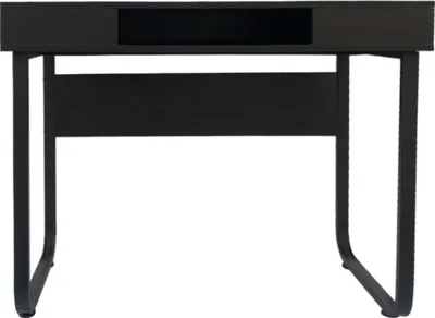 Image de Bureau table d'ordinateur Tough - table d'appoint - industriel moderne - métal noir bois noir