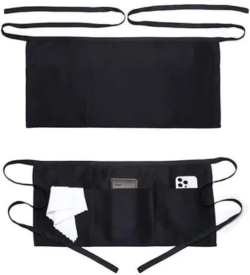 Produktbild von Kellnerschürze - Kurze Schürze - Kurze Schürze mit drei Taschen - Schwarze, kurze Schürze für Servicepersonal - Fleckenresistente Schürze - Küchenscharf - 1 Stück