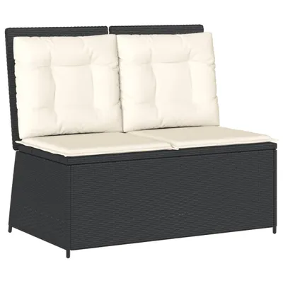 Immagine prodotto di vidaXL Panchina da giardino regolabile con cuscini in Poly Rattan nero