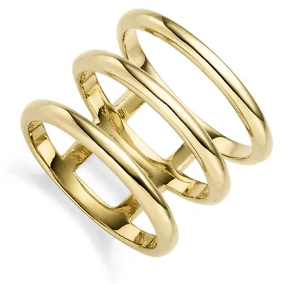 Produktbild von Breiter Ring 3-reihig aus 585 Gold Gelbgold glänzend Breite 16mm Goldring Innenumfang 54mm Ø17.2mm