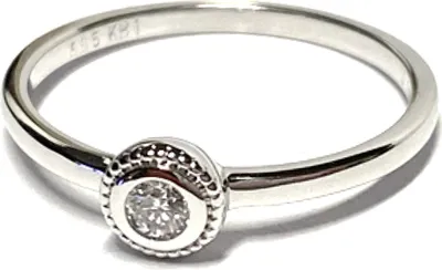 Produktbild von Ring 585/- Weißgold WG Brillant 0,07 ct w/si Verlobungsring Klassiker #50