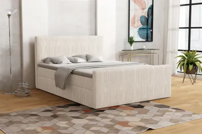 Produktbild von Boxspringbett Schlafzimmerbett IKAROS 160x200cm in Stoff Poso Creme
