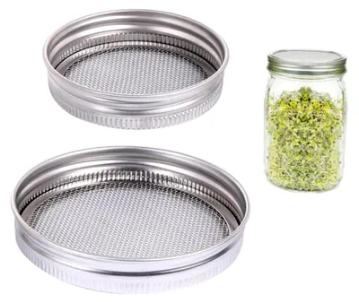 Produktbild von Edelstahl-Sprossensieb 2 Stück mit Keimdeckel für Weithalsgläser