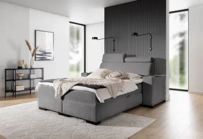 Produktbild von Boxspringbett Bett NESTOR 200x200cm in Stoff Dress Me Grau Set.2