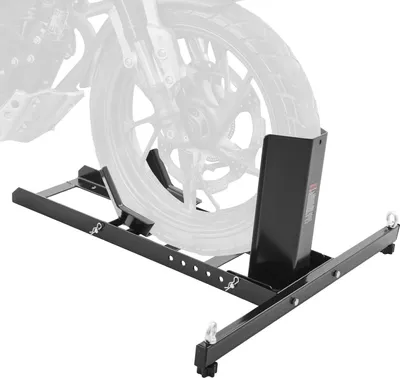 Zdjęcie produktu dla VEVOR stojak pod przednie koło motocykla z regulacją 381-558,8 mm, nośność stojaka pod przednie koło motocykla 816,5 kg, odpowiedni do opon o szerokości 76,2-203,2 mm stojak pod przednie koło motocykla