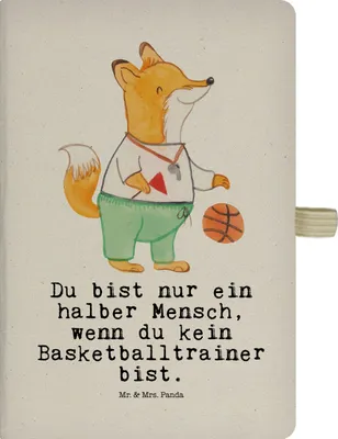 Produktbild von Mr. & Mrs. Panda Adressbuch Basketballtrainer Herz - Transparent - Geschenk, Basketball, hardcover notizbuch, Tagebuch, lustiger Fuchs, Sport, trainer spruch, Verein