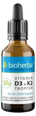 Obrázok produktu pre Vitamín D3 + K2 kvapky- 50 ml - Bioherba