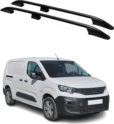 Image de Barres de toit longitudinales pour Peugeot Partner 2018-2024 L2 Long Alu Noir