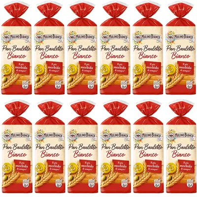 Produktbild von 12x Mulino Bianco Pan Bauletto Bianco Toastbrot Toast Weiß Brot mit Olivenöl 400gr