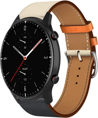 Produktbild von Strap-it Amazfit GTR 2 Lederarmband (Weiß/Dunkelblau)