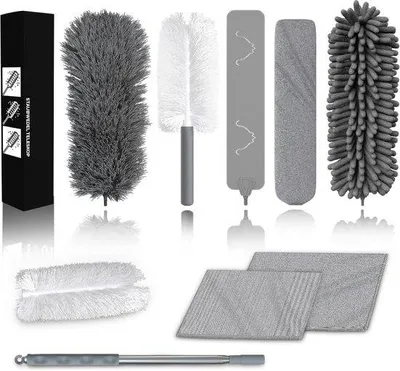 Image de Kit d'aspirateur télescopique, 7 pièces, lavable, longueur 245 cm, avec microfibre