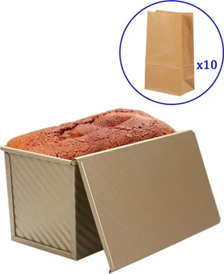 Produktbild von CANDeal Teig Toast Brot Backform Gebäck Kuchen Brotbackform Mold Backform mit Deckel 450g Pullman Antihaftbeschichtet Brotbackform mit 10 Stück Toasttüten