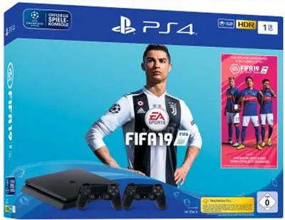 Produktbild von SONY PlayStation 4 PS4 Slim 1 TB + FIFA 19 + 2 ovladače, černý