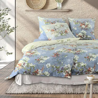 Produktbild von Irisette Mako-Satin Bettwäsche Wave 8522 blau 135x200 cm + 80x80 cm