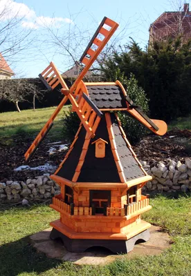 Produktbild von 1,30m große Windmühle mit Solarlicht schwarz Typ 18.1