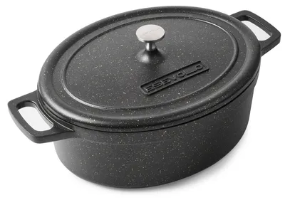 Image de Casserole ovale en fonte, 38 cm, compatible avec les plaques à induction, avec couvercle, pour la cuisine