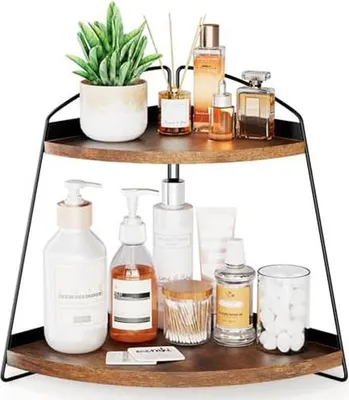 Produktbild von Eckorganizer mit 2 Etagen - ideal für Küche und Badezimmer - braun