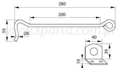 Produktbild von Stahlofensterhaken verzinkt 200 mm Haken Fenster