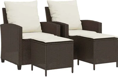 Immagine prodotto di vidaXL Set di divani da giardino 4 pezzi con cuscini in polirattan marrone