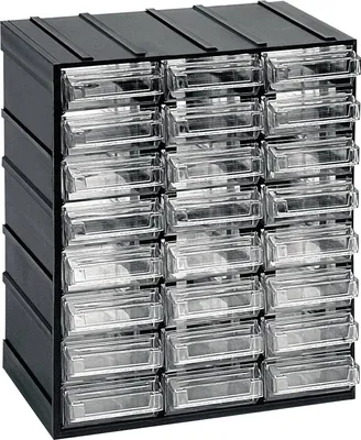 Produktbild von 24 schubladenhalter Kommode, Lagerorganisator mit transparenten Schubladen, 100%  Italy, 19x15h23 cm, schwarze Farbe