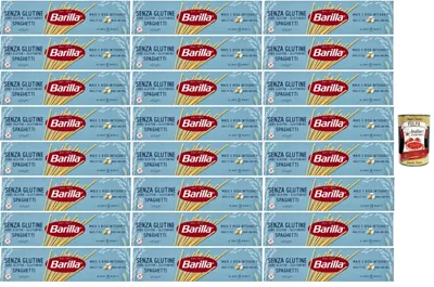 Produktbild von Barilla Glutenfrei Spaghetti – 24 x 400 g (9,6 kg) | Mais & Vollkornreis, vegan & laktosefrei, al dente in 11 Min. – Vorratspack Premium + Italian Gourmet polpa