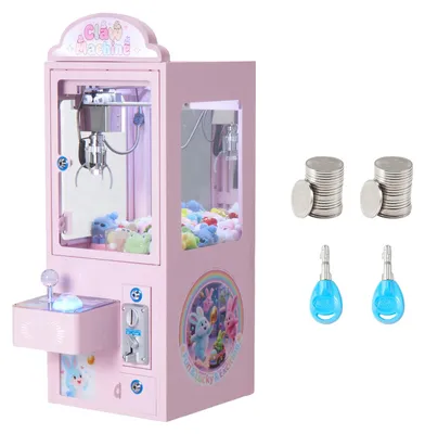 Image de SucceBuy, distributeur de peluches de taille moyenne, avec effets lumineux et sonores, doté d'une griffe en acier avec une prise réglable pour les peluches. Idéal pour les maisons, les fêtes et les cinémas. Couleur : rose