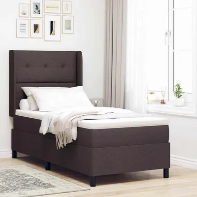 Obrázok produktu pre Maison Exclusive – LED boxspringová posteľ s čelom, tmavohnedá, 90 x 190 cm, látka