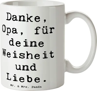 Produktbild von Mr. & Mrs. Panda cappuccinotasse Spruch Opa Weisheit und Liebe - Weiß - Geschenk, Becher, kaffeebecher bedruckt, Kaffeetasse, Danke, sagen, Teetasse, Aufmerksamkeit