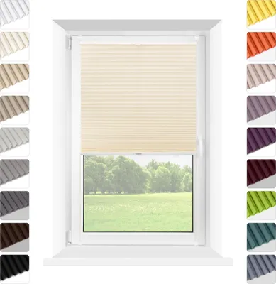 Produktbild von Mardom | Plissee - Ohne Bohren - 30 x 120 cm - Creme - Klemmfix - Halbtransparent - Halbverdunkelnde Einfarbig - Sichtschutz