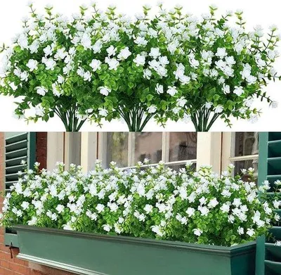 Produktbild von Eucalyptus-Struiken-Set UV-Beständig Dekoration für Haus Balkon Vensterbank - 8 Stück Weiß
