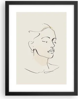Produktbild von Gerahmtes Poster - Schwarzer Rahmen - Frau Zeichnung Linie - 30x40 cm - Wand Bild - Wanddeko - Wandbilder - Kunstposter - Wandposter - Bilderrahmen - Bilder - Kunstdruck - P2BPA30x40-5046
