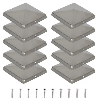 Immagine prodotto di Solidchoice - Tappi per pali, 10 pezzi, acciaio inossidabile, coperture angolari per pali in legno (80 x 80 mm)