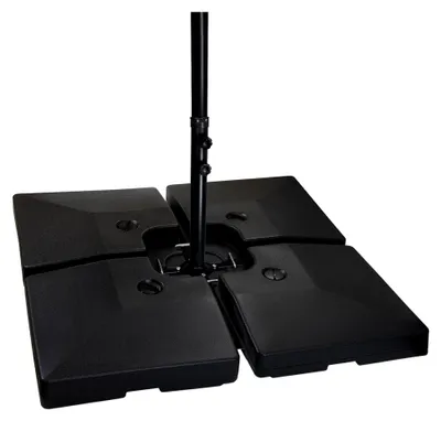 Produktbild von Sonnenschirmständer 4-teilig für Ampelschirm Bodenkreuz schwarz 90 Liter / 150 kg - befüllbar mit Wasser oder Sand