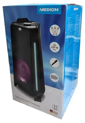 Zdjęcie produktu dla MEDION LIFE P61552, 44 W, 440 W, Przewodowy i Bezprzewodowy, 10 m, USB Typu-A, Przenośny głośnik stereo