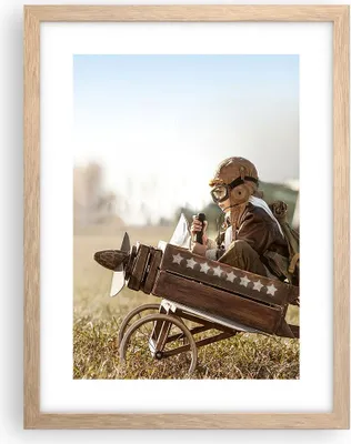 Produktbild von Gerahmtes Poster - Rahmen in heller Eiche - Kindheit Flugzeug Spielzeug - 30x40 cm - Wand Bild - Wanddeko - Wandbilder - Kunstposter - Wandposter - Bilderrahmen - Bilder - Kunstdruck - P2NPA30x40-4469