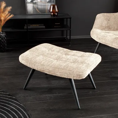 Produktbild von riess-ambiente Moderner Hocker SCANDINAVIA champagner Chenillestoff Metallbeine Fußhocker Polsterhocker
