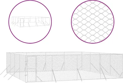 Produktbild von vidaXL Outdoor-Hundezwinger Silbern 8x8x2 m Verzinkter Stahl