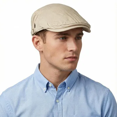 Productafbeelding van Herrenflatte zomerhoed, katoen, verstelbaar, beige, maat 55-62 cm