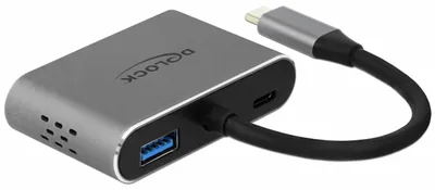 Produktbild von DeLOCK 64074, USB 3.2 Gen 1 (3.1 Gen 1) Type-C, 87 W, Grau, HDMI, USB 3.2 Gen 1 (3.1 Gen 1) Type-A, USB 3.2 Gen 1 (3.1 Gen 1) Type-C, VGA, Metall, China