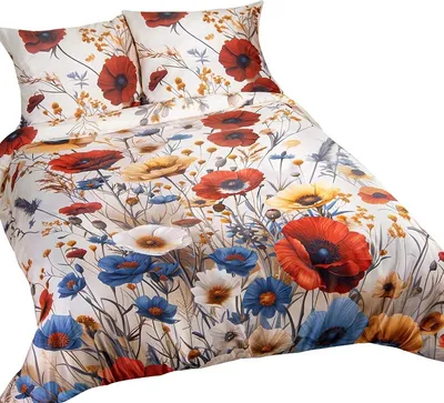 Produktbild von Bettwäsche, Baumwollsatin, hohe Qualität, Satynlove 200x220 12412 Mohnblumen