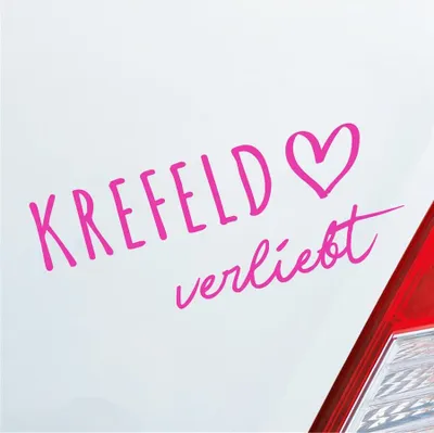 Produktbild von Auto Aufkleber Krefeld verliebt Herz Stadt Heimat Liebe Car 19x8 cm Pink Sticker Heckscheibenaufkleber