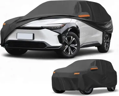 Produktbild von Autoabdeckung Wasserdicht Alle Wetter Automobil Au?en Anti-UV Sonne Regen Schutz Vollst?ndige Au?enabdeckung fš¹r Toyota BZ4X 190T-PU Schwarz mit Reflektierenden Streifen