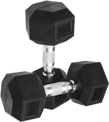 Produktbild von Sporttrend 24® Hexagon Hantel 1-50KG, Paar, verchromter Griff | sechseckige Kurzhantel, rutschfeste Kompakthantel, gummierte Hex Hanteln (2x12,5KG)