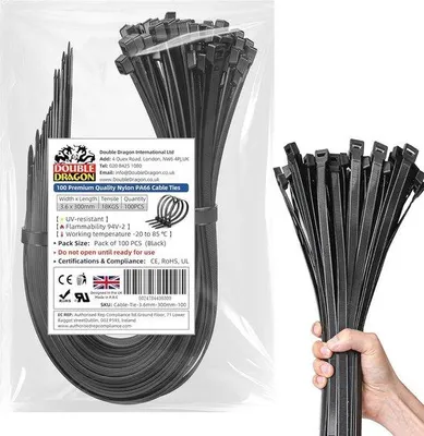 Productafbeelding van Zware Nylon Kabelbinders 3,6 mm × 300 mm - 100 Stuks | 18 kg Treksterkte | UV- en Weerbestendig