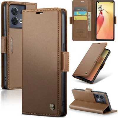 Image de Oppo Reno8 Pro Case, RFID Blocking Card, Advanced Flip Leather Case with Stand Function for Oppo Reno8 Pro Brown